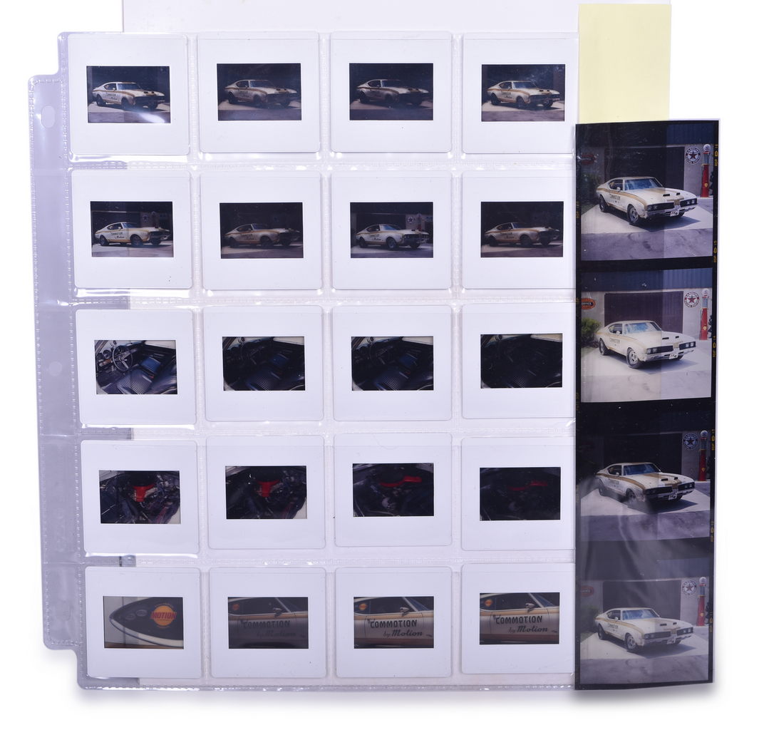 3655 - 24 Slides and Negatives Featuring 1969 Hurst Olds Commotion Drag Racing Car by Motion Performance thumbnail