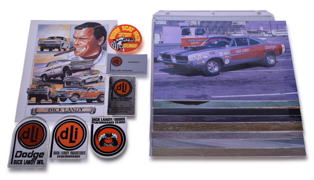 3664 - Dick Landy Dodge Drag Racing Ephemera - Photographs, Embroidered Patch, Stickers, and More thumbnail