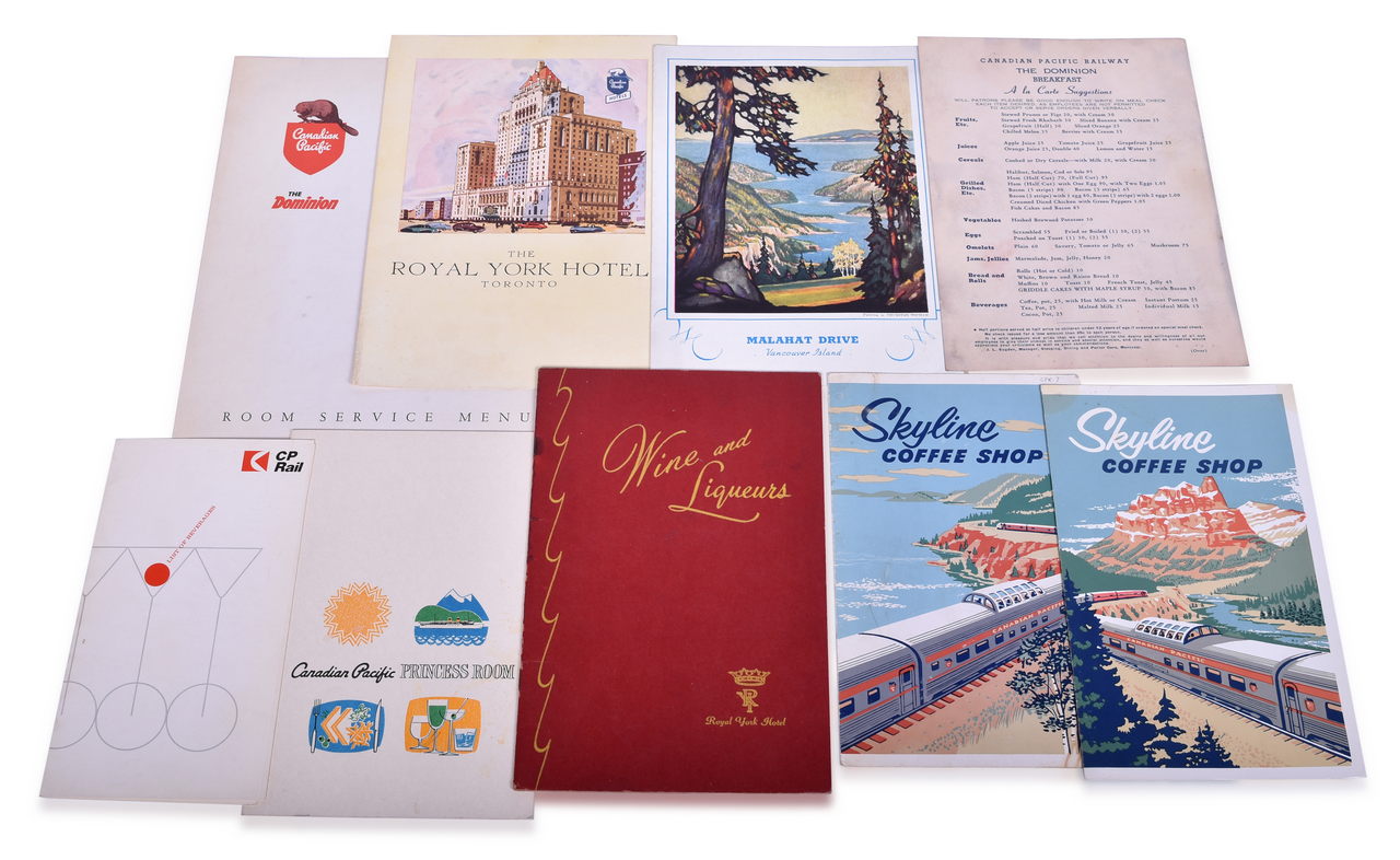 3175 - Nine Canadian Pacific Railway Dining Car Menus - Princess Room, Skyline Coffee Shop, Royal York Hotel, and More thumbnail
