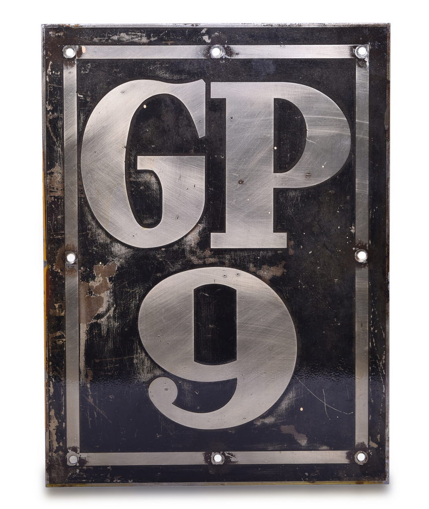 3192 - EMD / Electromotive GP9 Stainless Steel Diesel Locomotive Model Designation Plate - Purportedly from Milwaukee Road #2400 thumbnail