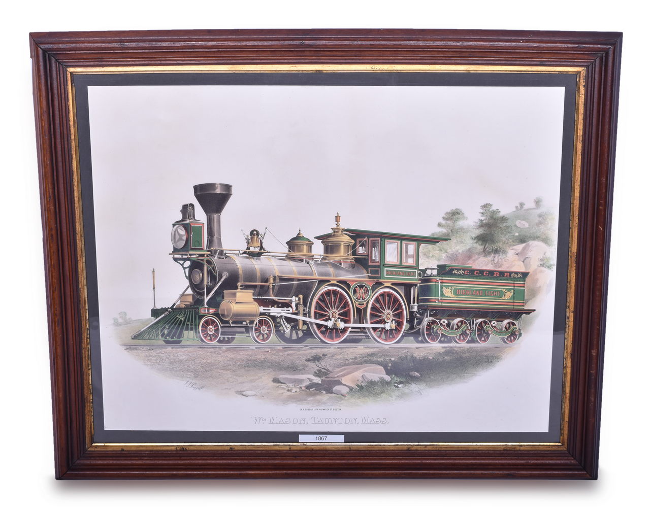 3202 - Framed 1867 William Mason Cape Cod Central Railroad Highland Light Builders Advertising Lithograph thumbnail