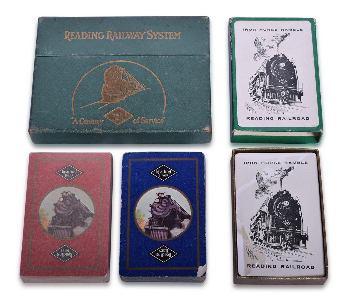 3205 - Three Reading Lines Railroad Playing Card Decks - Engine & Logo and Iron Horse Ramble thumbnail