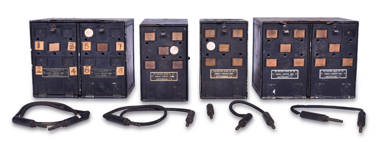 3235 - Group of Single Circuit Unit Switchboards and Cords - Western Union and Fahnestock Electric thumbnail