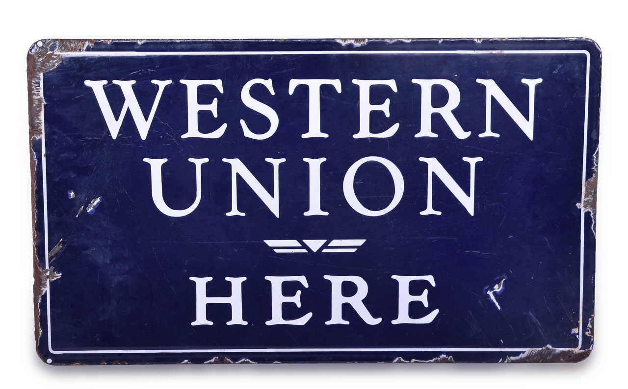 3243 - Western Union Here Double Sided Porcelain Sign thumbnail