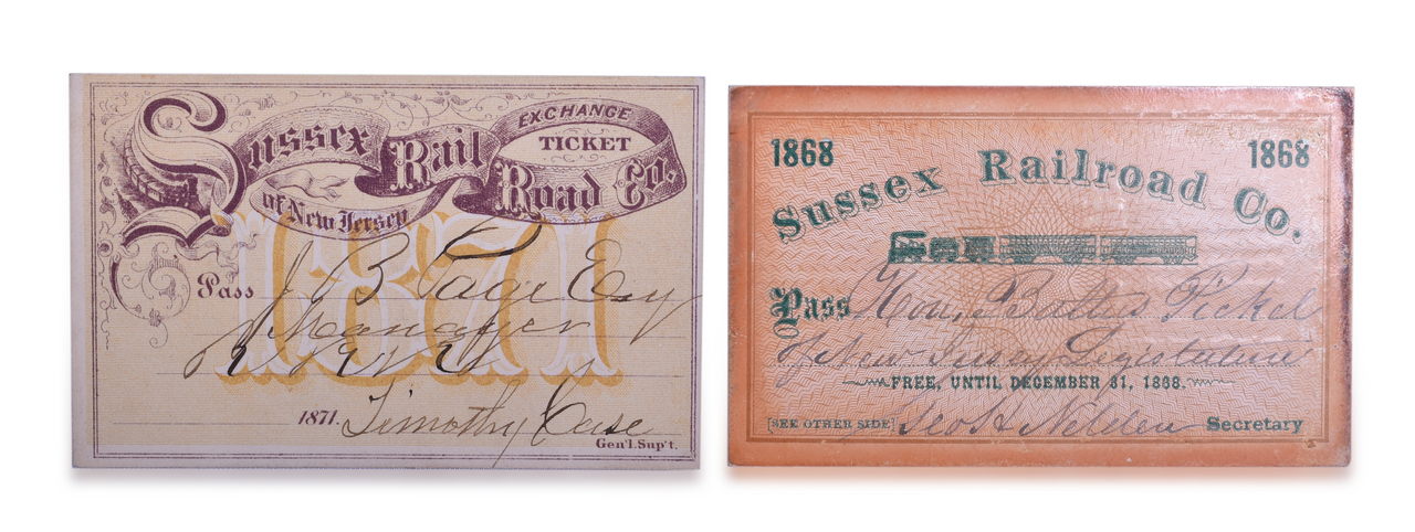 3248 - 1868 and 1871 Sussex Railroad Annual Passes thumbnail