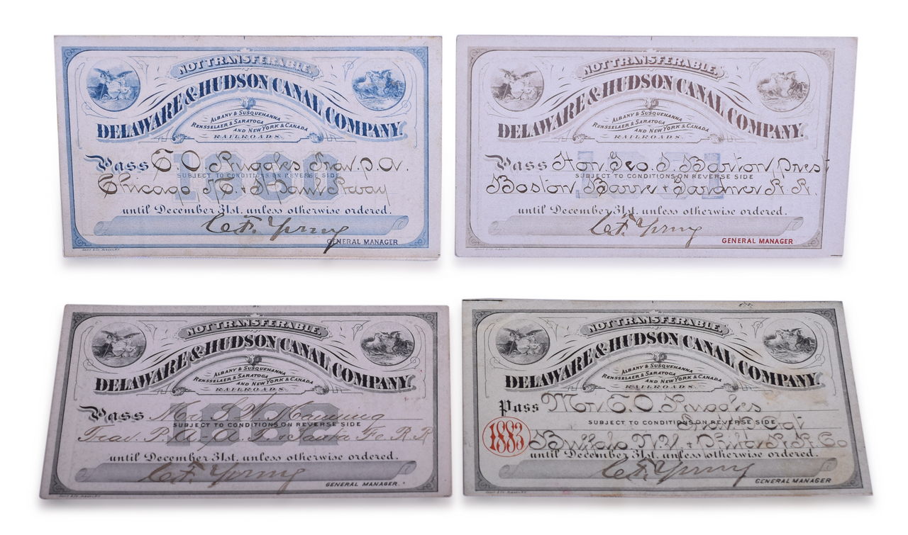 3254 - Four Delaware & Hudson Canal Company Railroad Annual Passes - 1880, 1881, 1882, and 1883 thumbnail