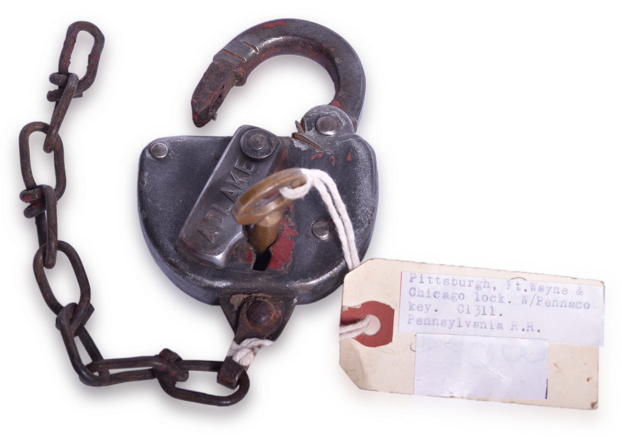 3285 - Pittsburgh, Ft. Wayne & Chicago Railroad Adlake Lock with Penna Co Brass Key thumbnail