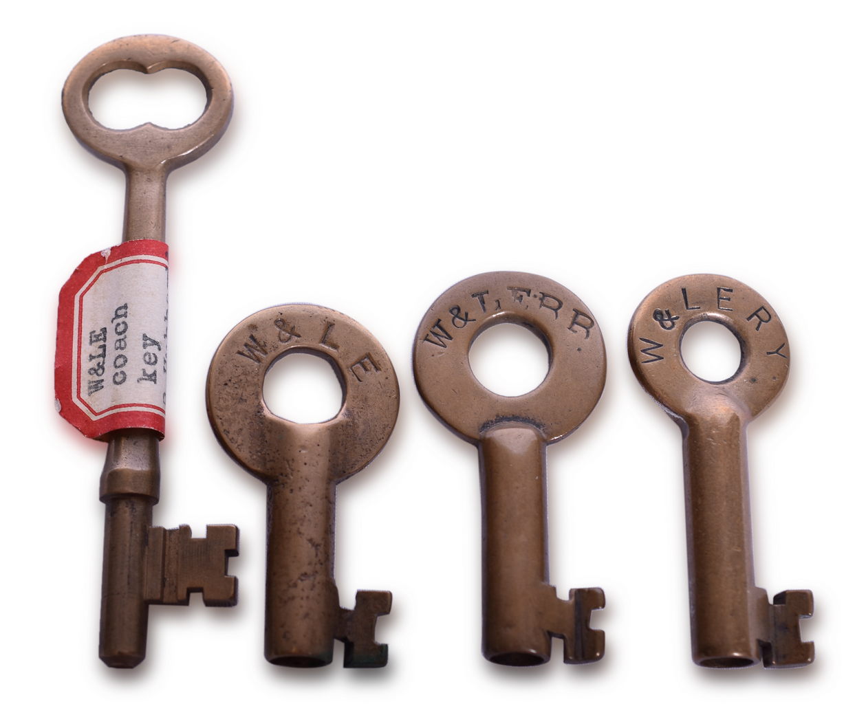 3293 - Four Wheeling and Lake Erie Railway Brass Keys - Fraim and A&W thumbnail