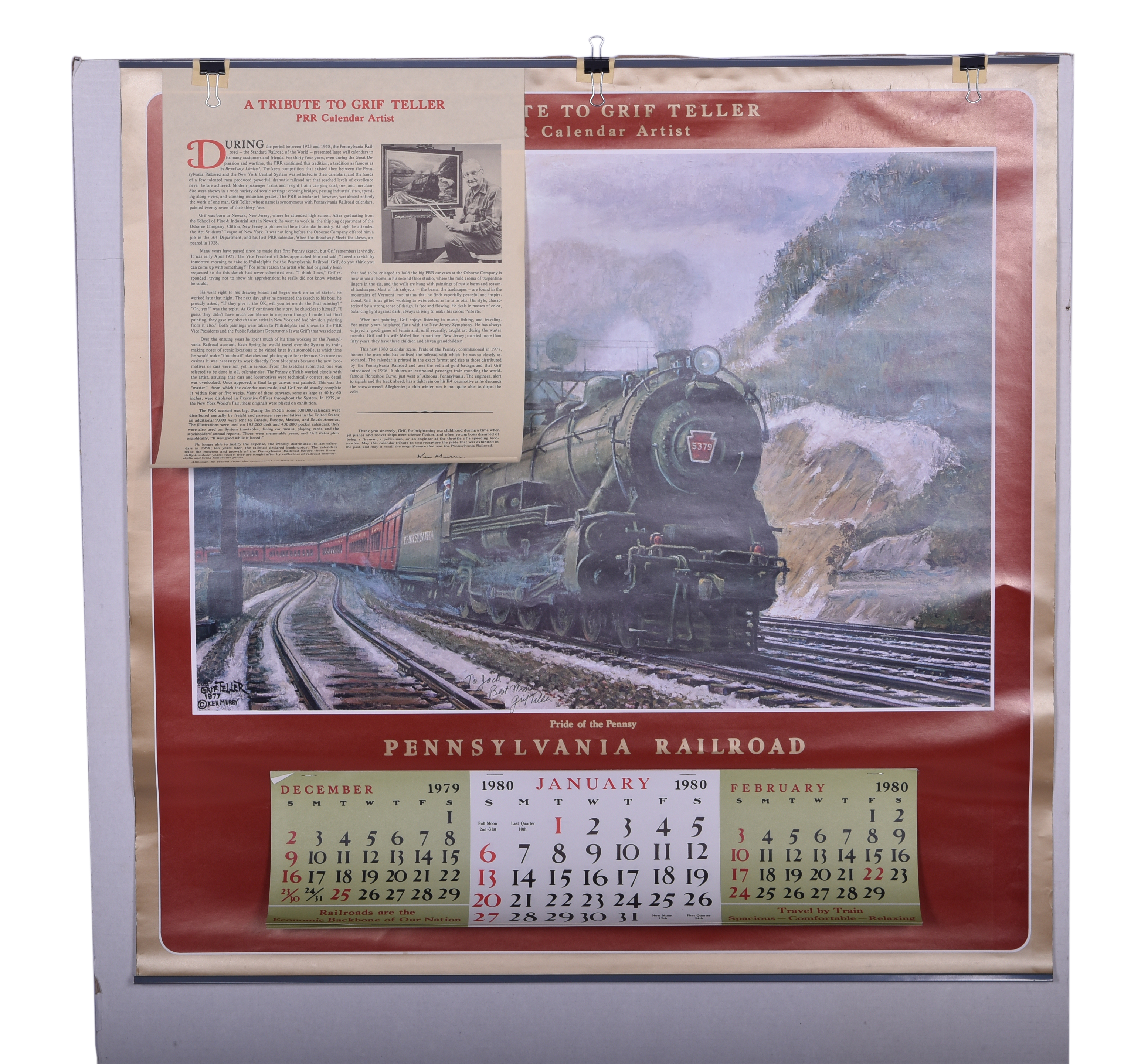 3322 - Grif Teller Signed Pennsylvania Railroad 1980 Calendar thumbnail