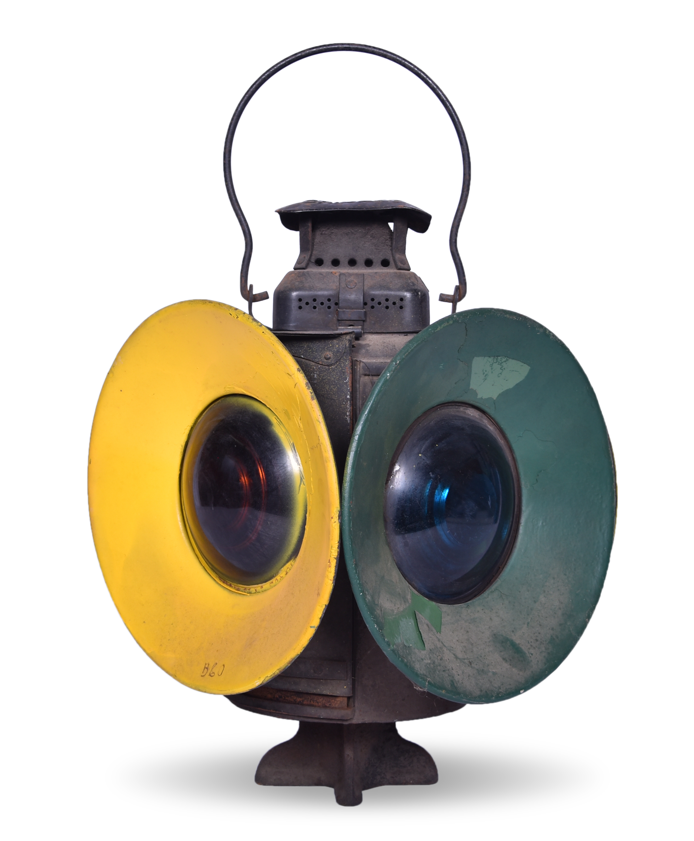 3337 - Adams & Westlake Baltimore & Ohio Railroad Switch Lamp w/ Green and Yellow Day Targets thumbnail