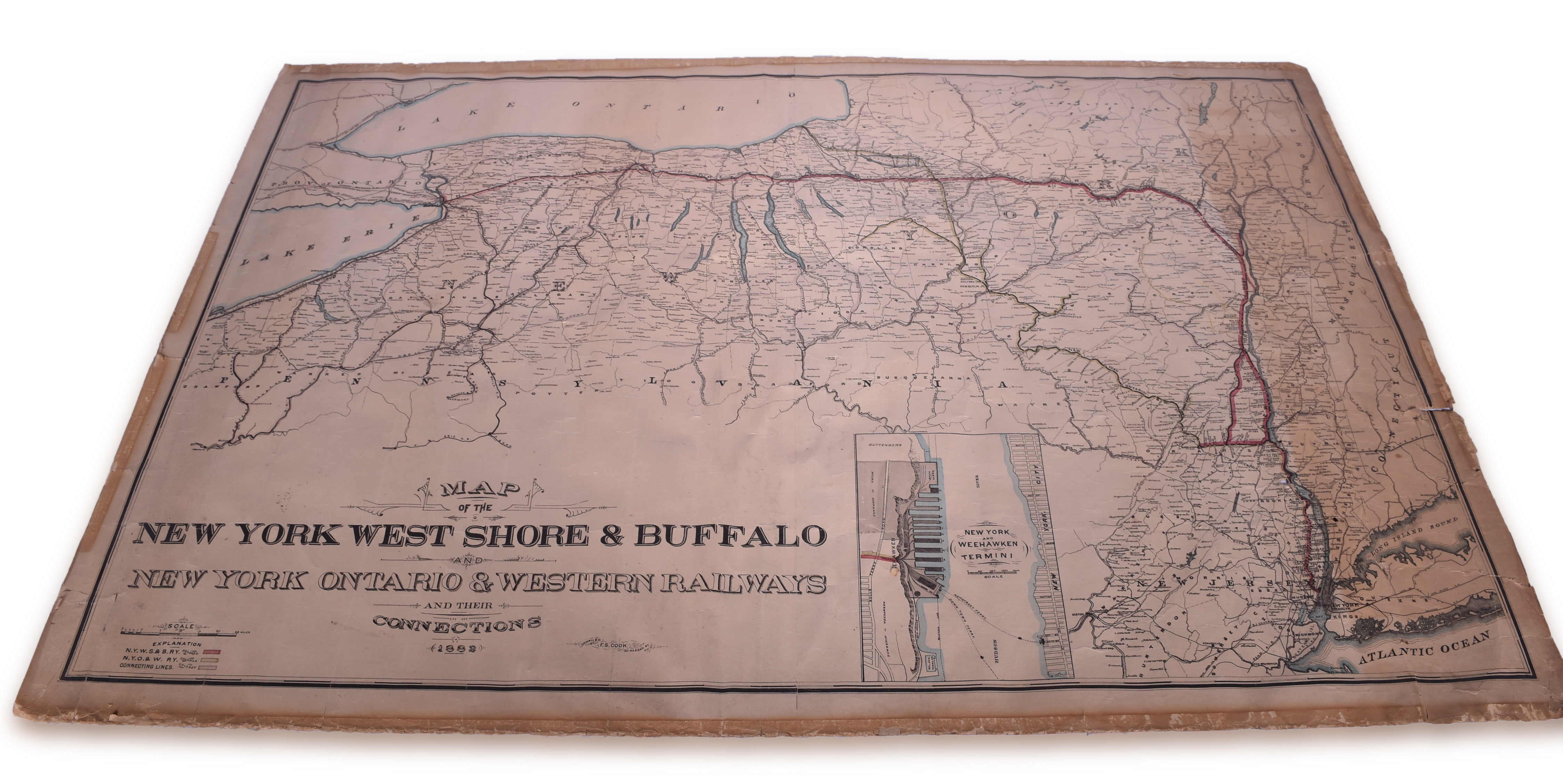 3352 - 1882 New York, Ontario and Western / New York West Shore and Buffalo Railroad Map thumbnail
