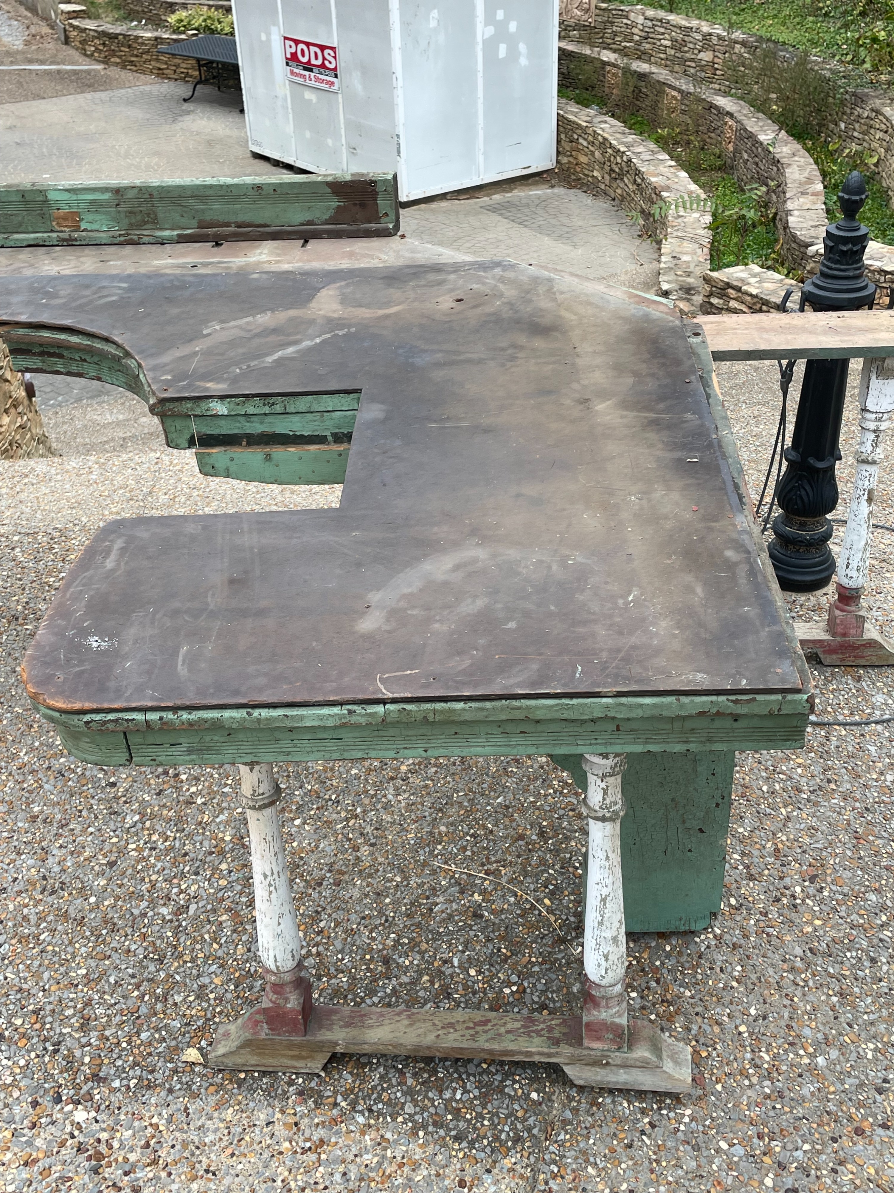 3280 - Large Wooden Railroad Depot Telegraphers Wrap Around Desk thumbnail