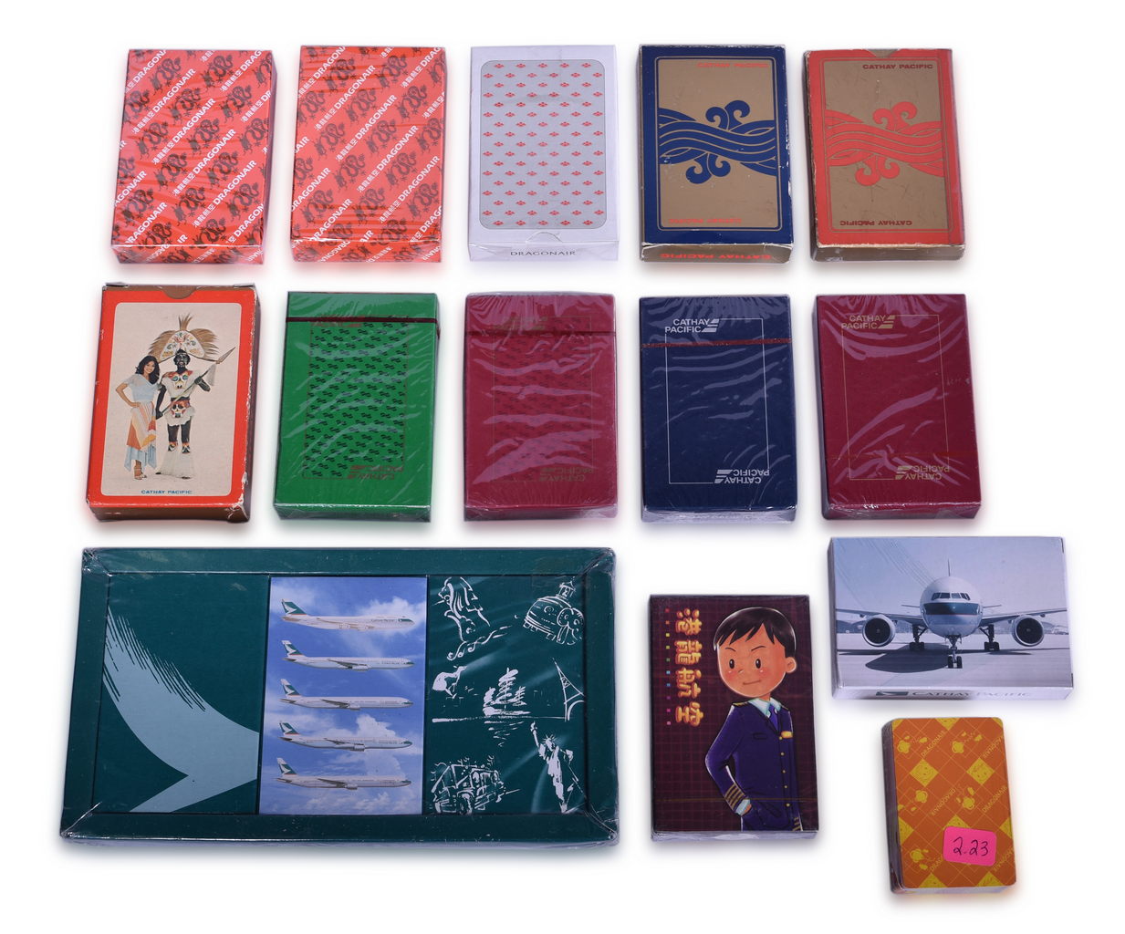 3449 - Sixteen Cathay Pacific Airline and Dragonair Playing Card Decks thumbnail