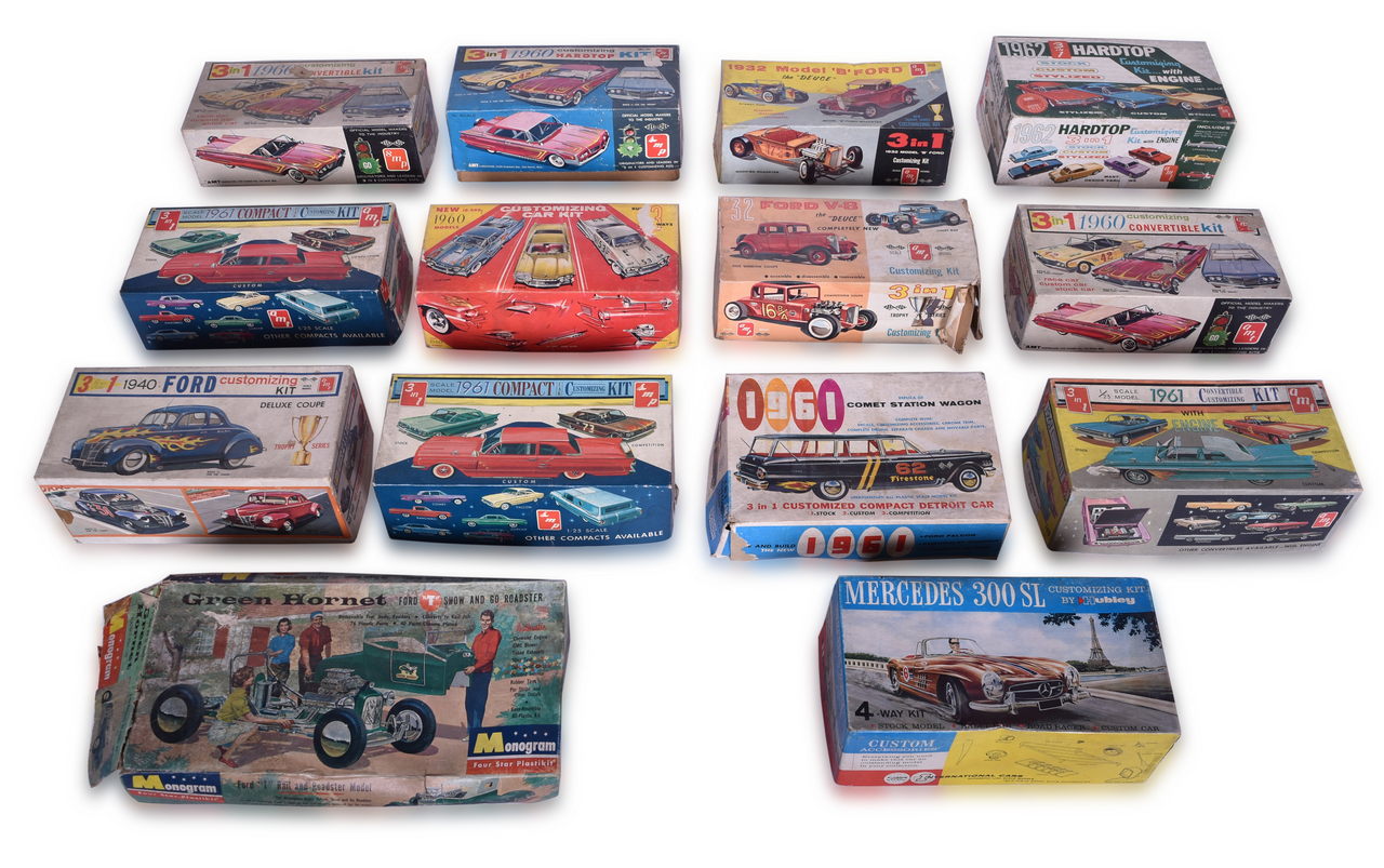 3615 - Fourteen Scale Model Car Customizing Kits - AMT SMP, Monogram, and Hubley - Ford, Cadillac, and More thumbnail