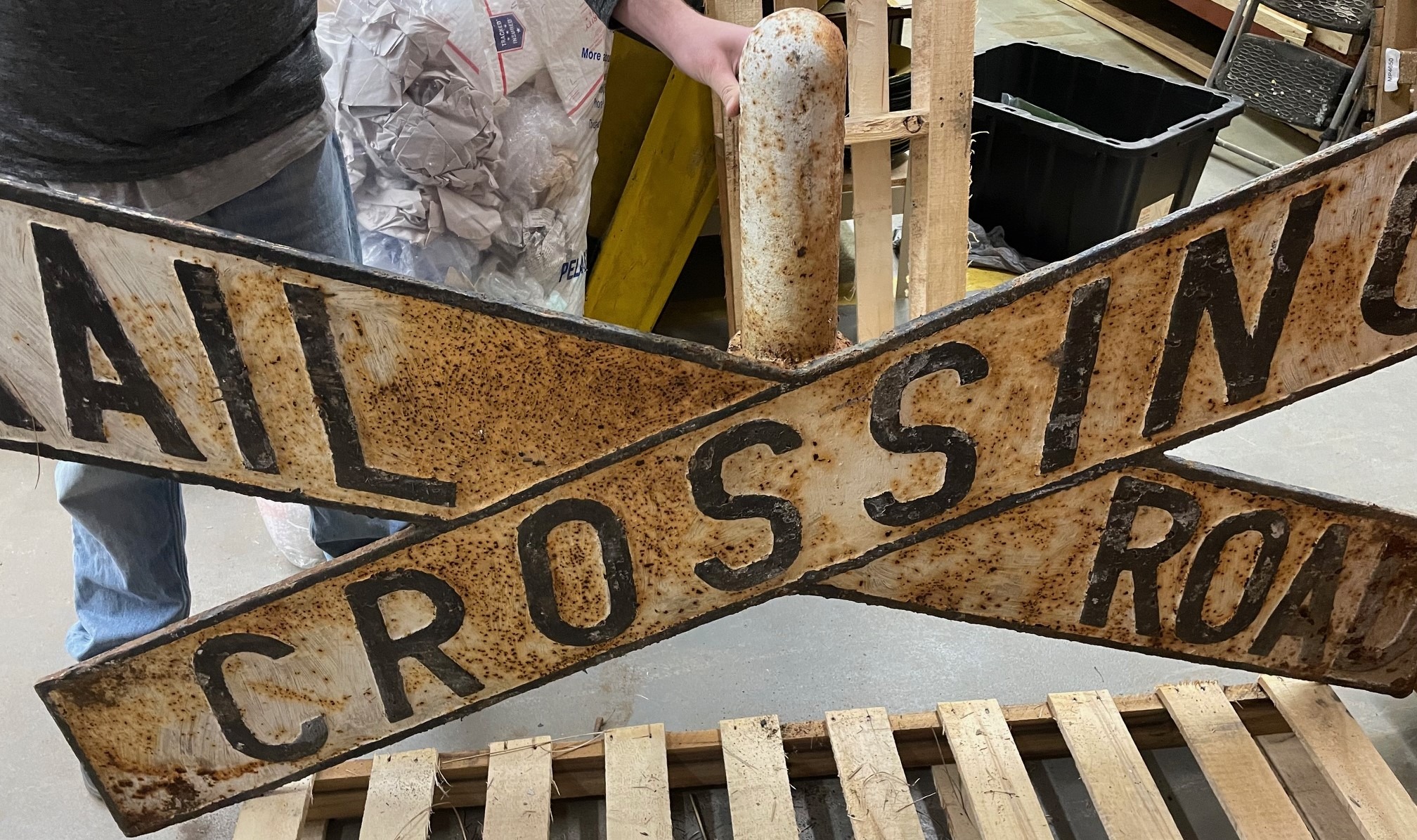 3296 - Large 60 Degree Cast Iron Railroad Crossing Sign thumbnail