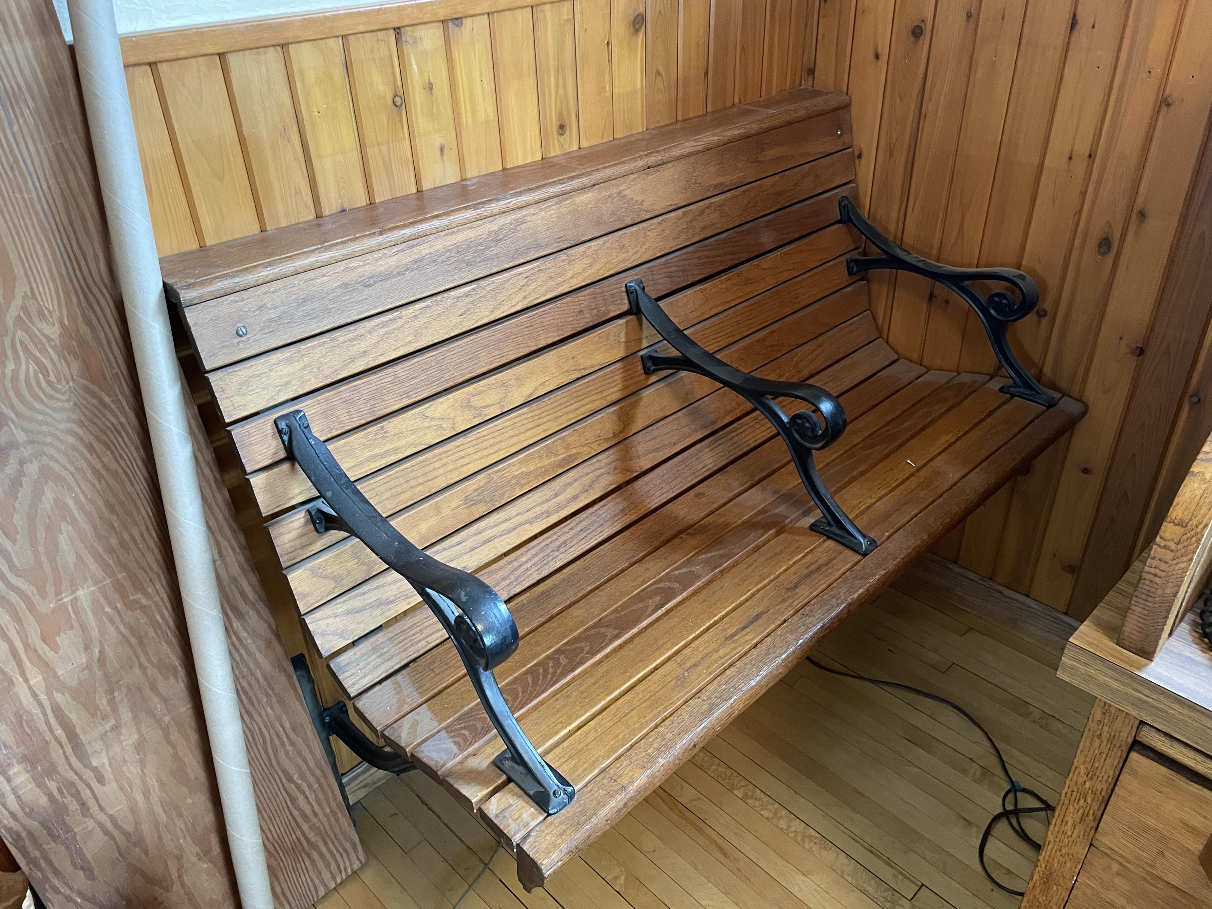 4556 - Wooden Wall Mounted Railroad Station Bench thumbnail