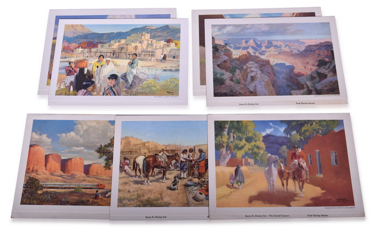 4411 - Seven Santa Fe Railroad Fred Harvey Service Dining Car Menus thumbnail