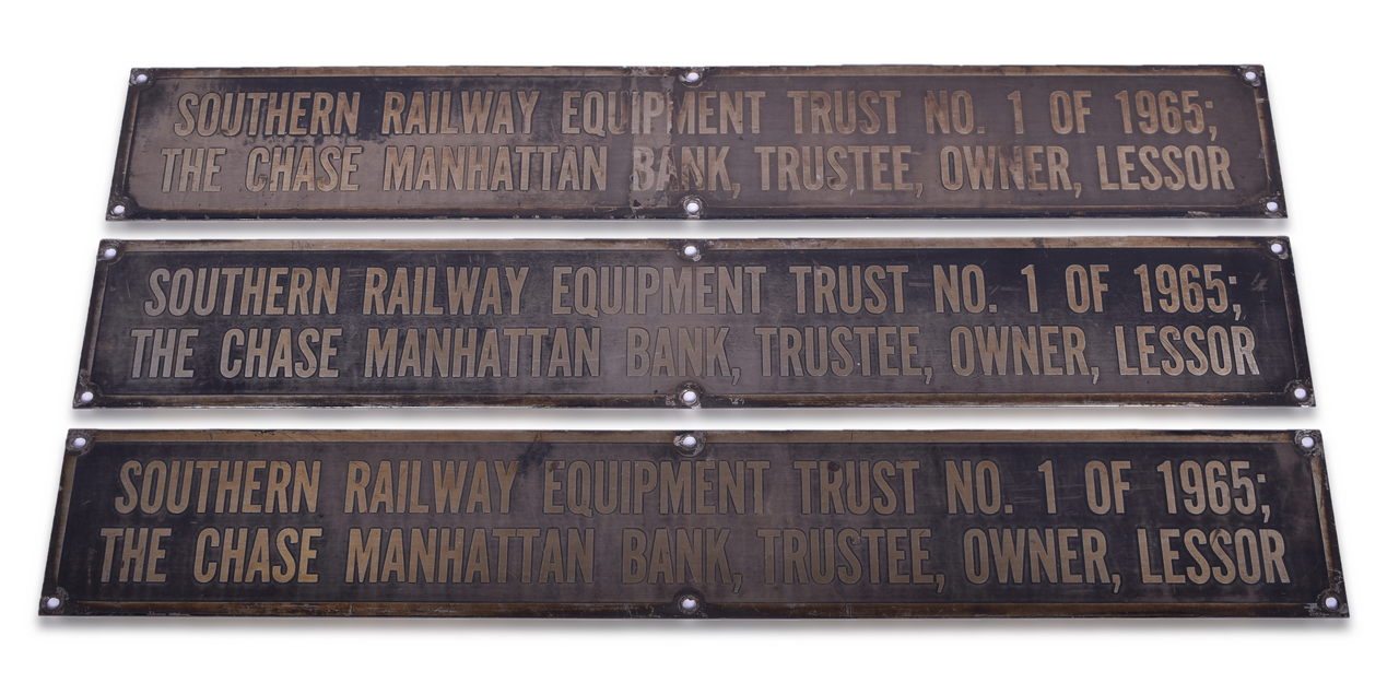 4416 - Group of Three Southern Railway Equipment Trust Plates thumbnail