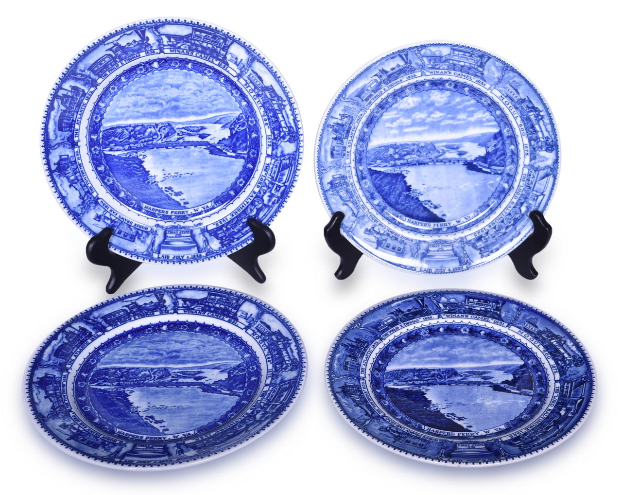 4431 - Four Baltimore & Ohio Railroad China Centenary Harper's Ferry Plates Including Patent Applied For PAF thumbnail