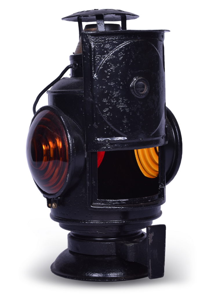 4432 - Adams & Westlake Restored Railroad Right Marker Lamp w/ Brass Tag, Bell Bottom thumbnail