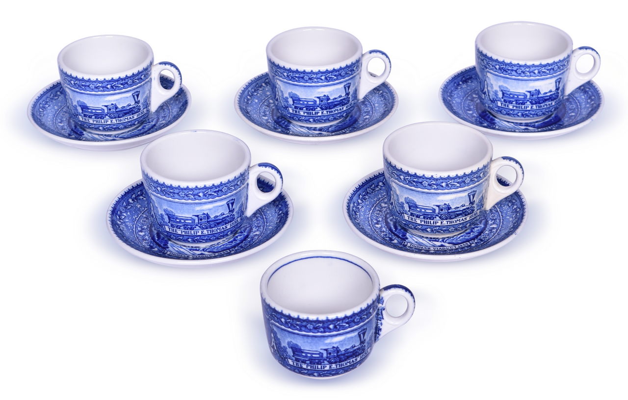 4443 - Eleven Pieces of Baltimore & Ohio Railroad Centenary China Coffee Cups & Saucers thumbnail