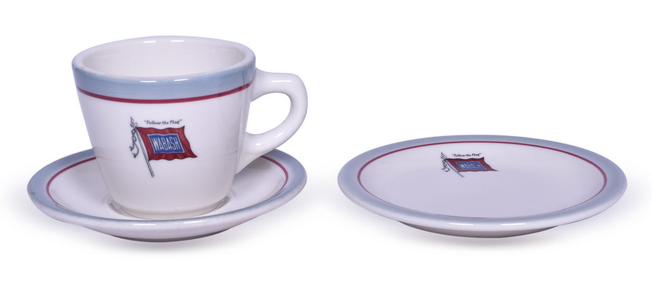 4473 - Wabash Railroad China Banner Coffee Cup, Saucer, and Small Plate thumbnail