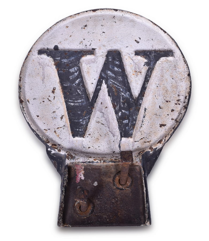 4496 - Delaware Lackawanna and Western Ring / Whistle Cast Iron Railroad Sign thumbnail