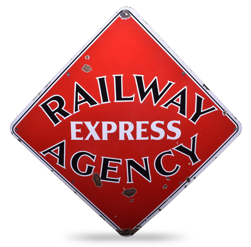 4498 - Large Railway Express Agency Single Sided Porcelain Sign thumbnail