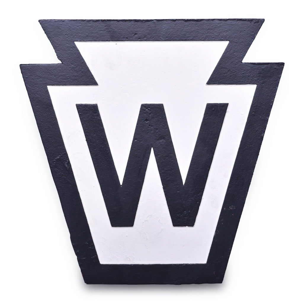 4584 - Pennsylvania Railroad Cast Iron Keystone Whistle Sign thumbnail