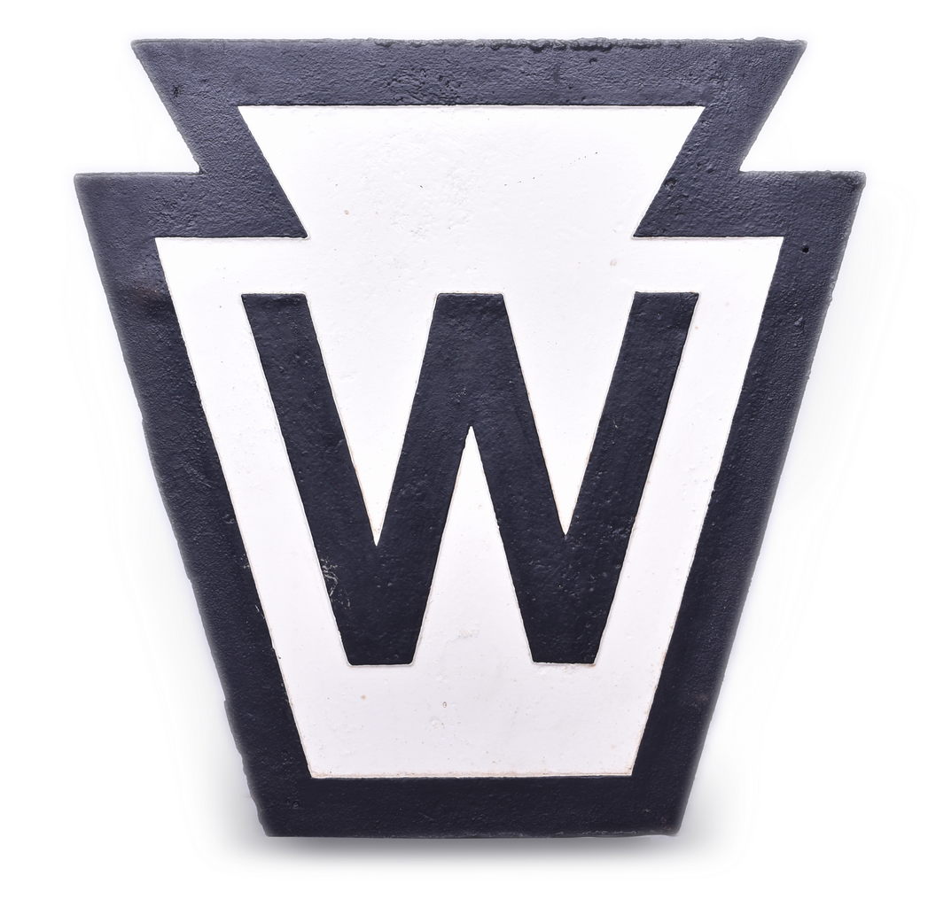 4588 - Pennsylvania Railroad Cast Iron Keystone Whistle Sign thumbnail