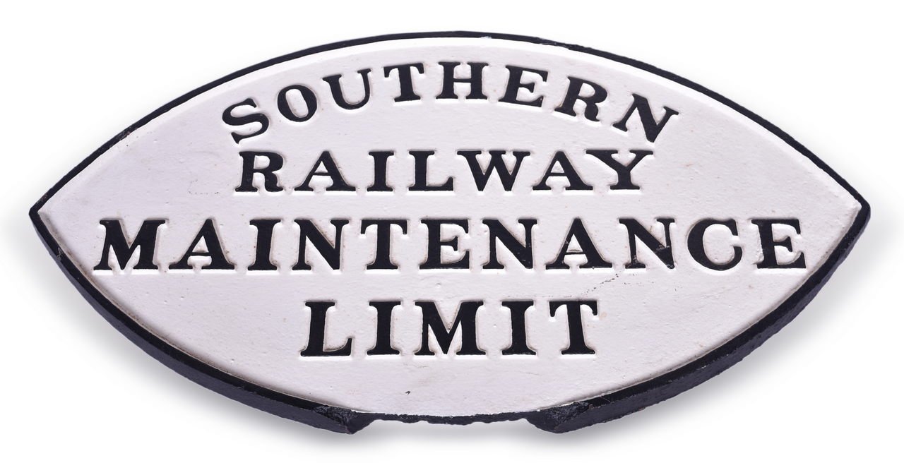 4590 - Cast Iron Southern Railway Maintenance Limit Sign thumbnail