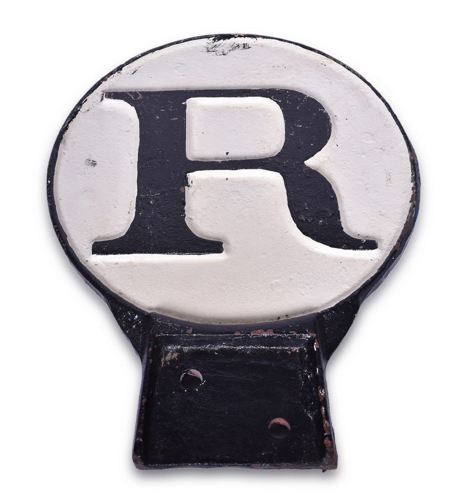 4592 - Delaware Lackawanna and Western Ring / Whistle Cast Iron Railroad Sign thumbnail