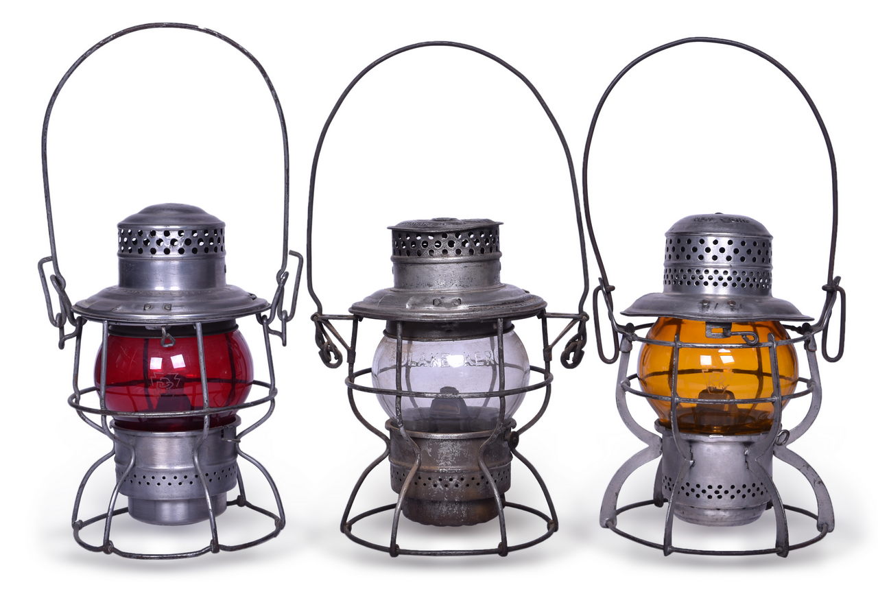 4627 - Three Pennsylvania Railroad Lanterns - Adlake 250 Kero, Armspear, and Adams & Westlake thumbnail