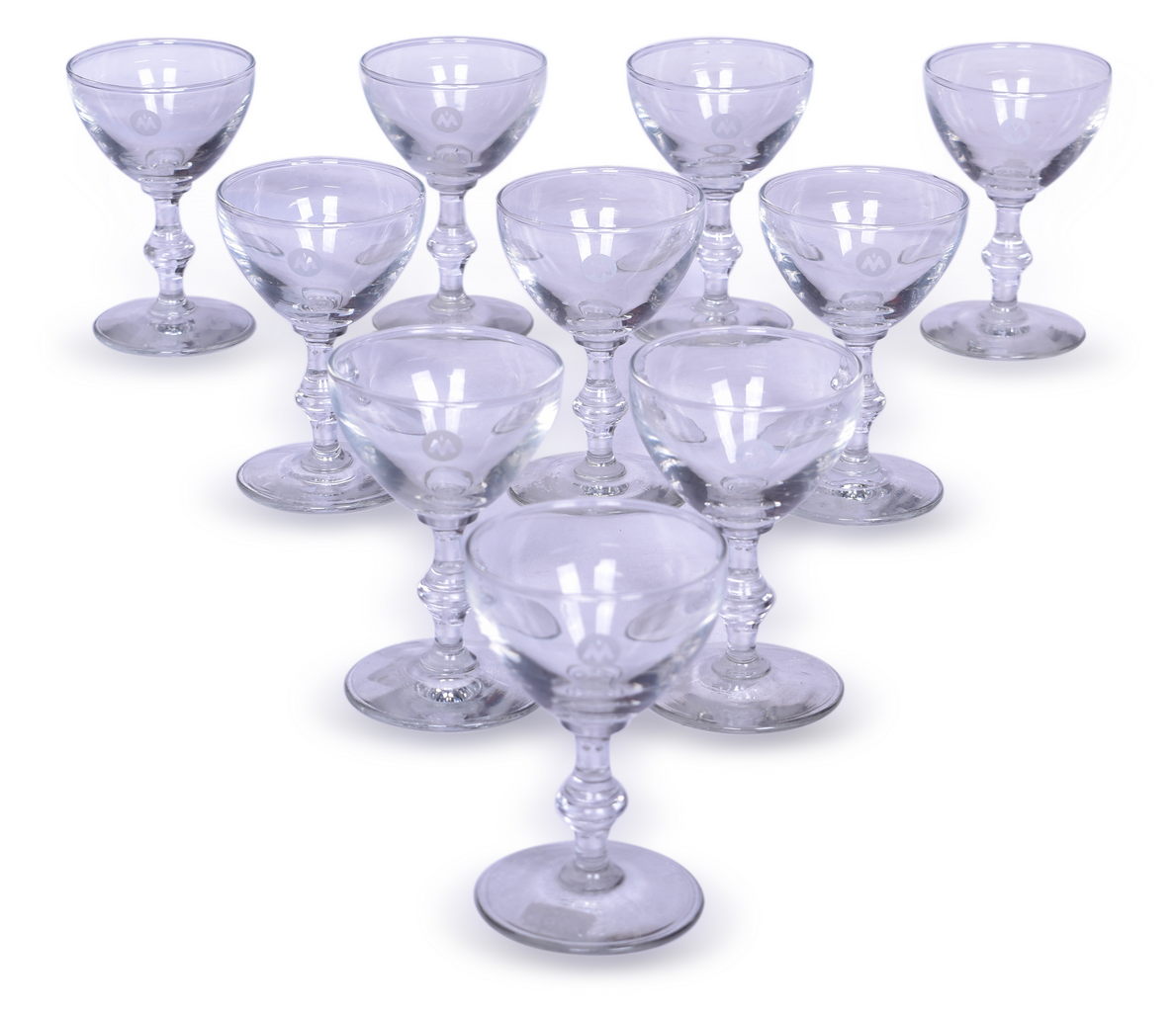 4632 - Group of Ten Monon Stemmed Wine Drinking Glasses thumbnail
