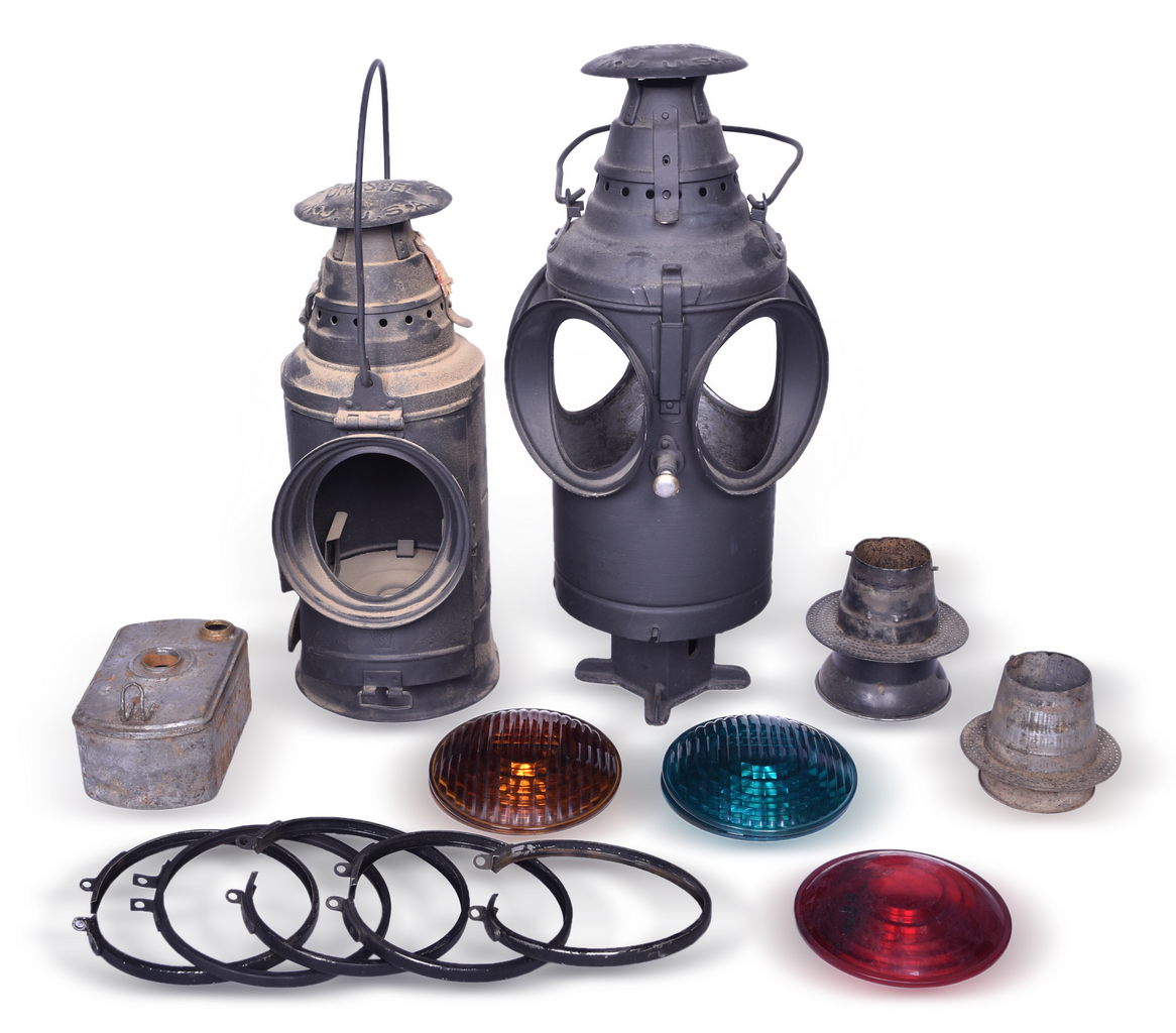 4664 - Railroad Lantern Restoration Group - Dressel Switch Lamp, Caboose Market Lamp, Lenses, and More thumbnail