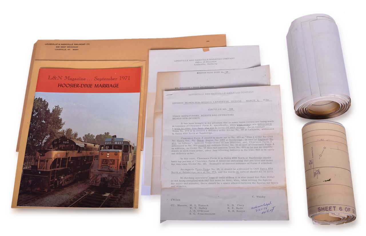 4678 - Louisville and Nashville Railroad Paper Group - Track Chart, Magazine, Mailing Envelopes, and More thumbnail