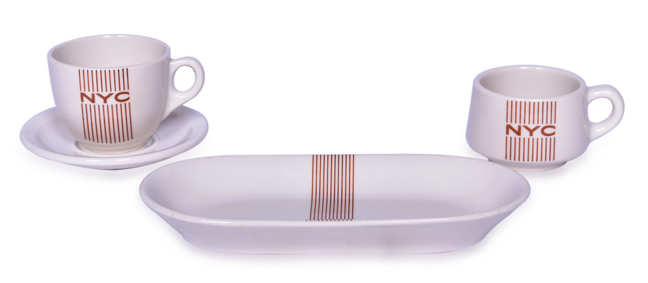4027 - New York Central Railroad Mercury China Oval Celery Tray, Coffee Cups, and Saucer thumbnail