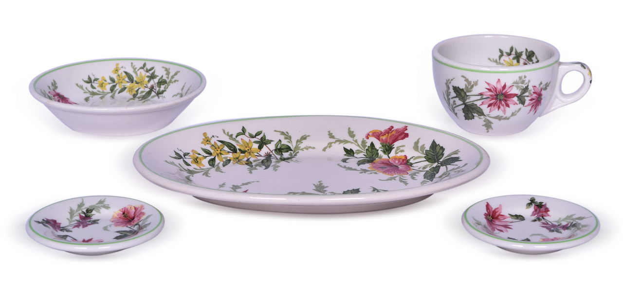 4033 - Atlantic Coast Line Railroad Flora of the South China Oval Platter, Coffee Mug, Butter Pats, and Fruit Bowl thumbnail