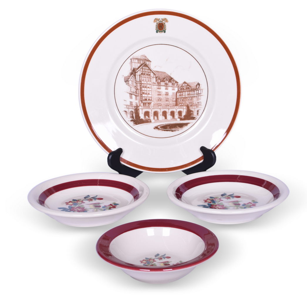 4069 - Four Pieces of Norfolk & Western Railroad China - Yellow Bird Bowls and Hotel Roanoke Plate thumbnail