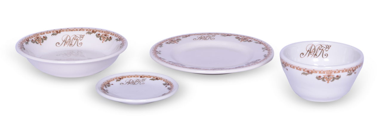 4087 - Norfolk & Western Railroad China Cavalier Bouillon Cup, Fruit Bowl, Butter Pat, and Plate thumbnail