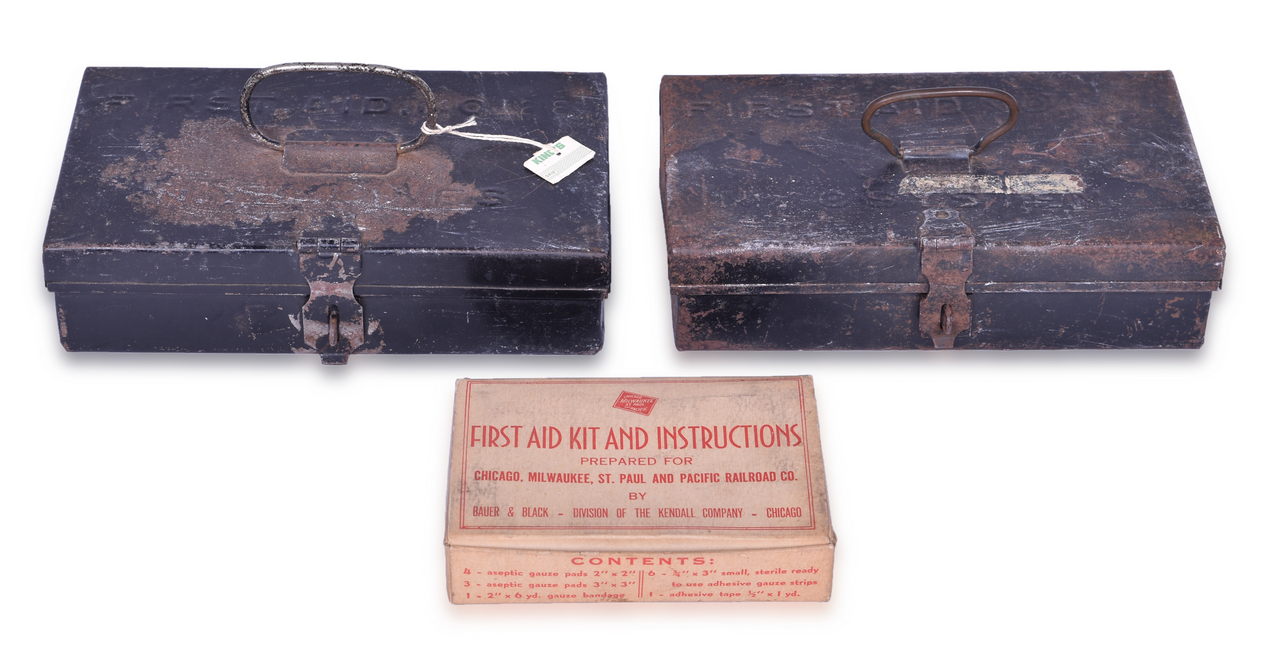 4092 - Group of Three Railroad First Aid Kits - Milwaukee Road and New York Central System thumbnail