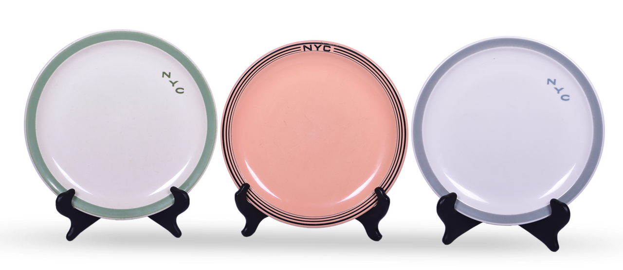 4099 - Three New York Central Railroad China Dinner Plates - Mohawk, Pacemaker Gray, and Pacemaker Green thumbnail