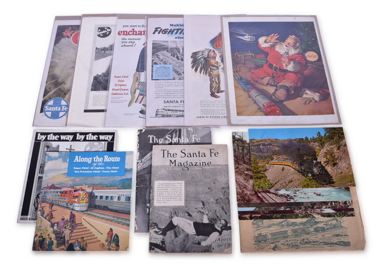 4106 - Eleven Santa Fe and Narrow Gauge Railroad Paper Items - Advertisements, Booklets, Photo Prints - 1918 to 1967 thumbnail