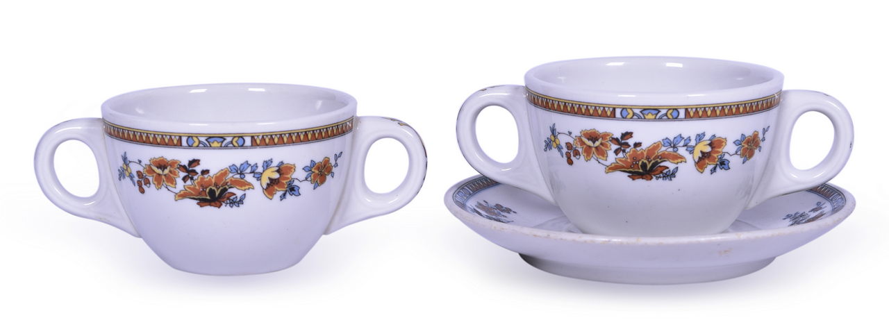 4107 - Minneapolis St. Paul & Sault Railroad China Logan Double Handled Bouillon Cups and Saucer thumbnail