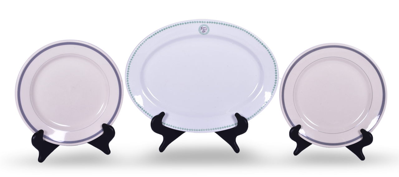 4111 - Three Pieces of Atlantic Coast Line Railroad China - Palmetto Oval Platter and Carolina Dinner Plates thumbnail