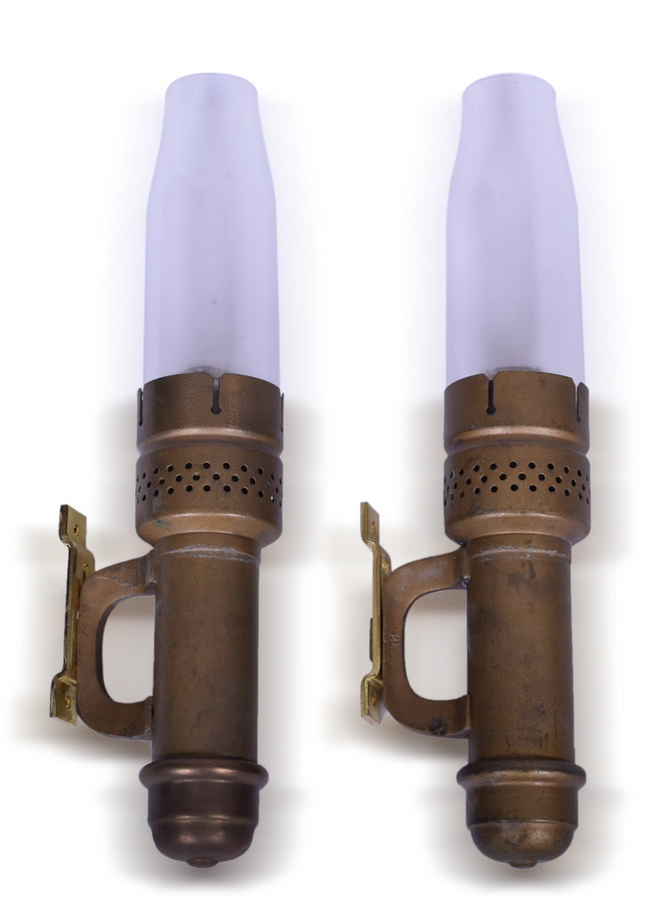 4118 - Pair of New York Central Railroad RPO Brass Candle Lamps thumbnail