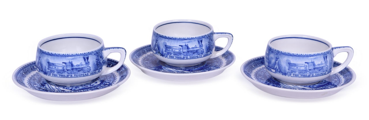 4137 - Three Baltimore & Ohio Railroad China Centenary Blue Line Demitasse Sets Including Patent Applied For PAF thumbnail