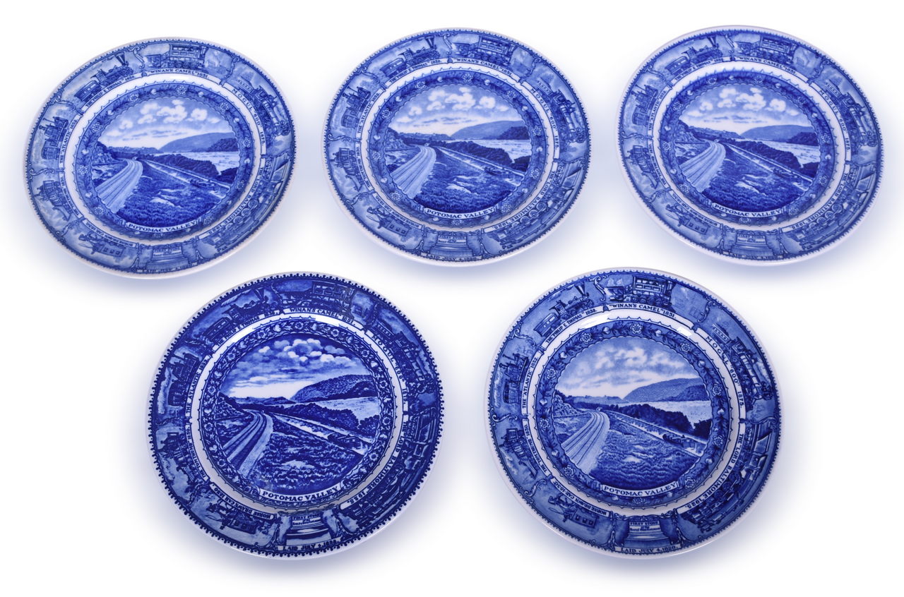 4149 - Buffalo and Scammell's Lamberton China Baltimore & Ohio Railroad Centenary Potomac Valley Bread Plates Including Patent Applied For PAF thumbnail