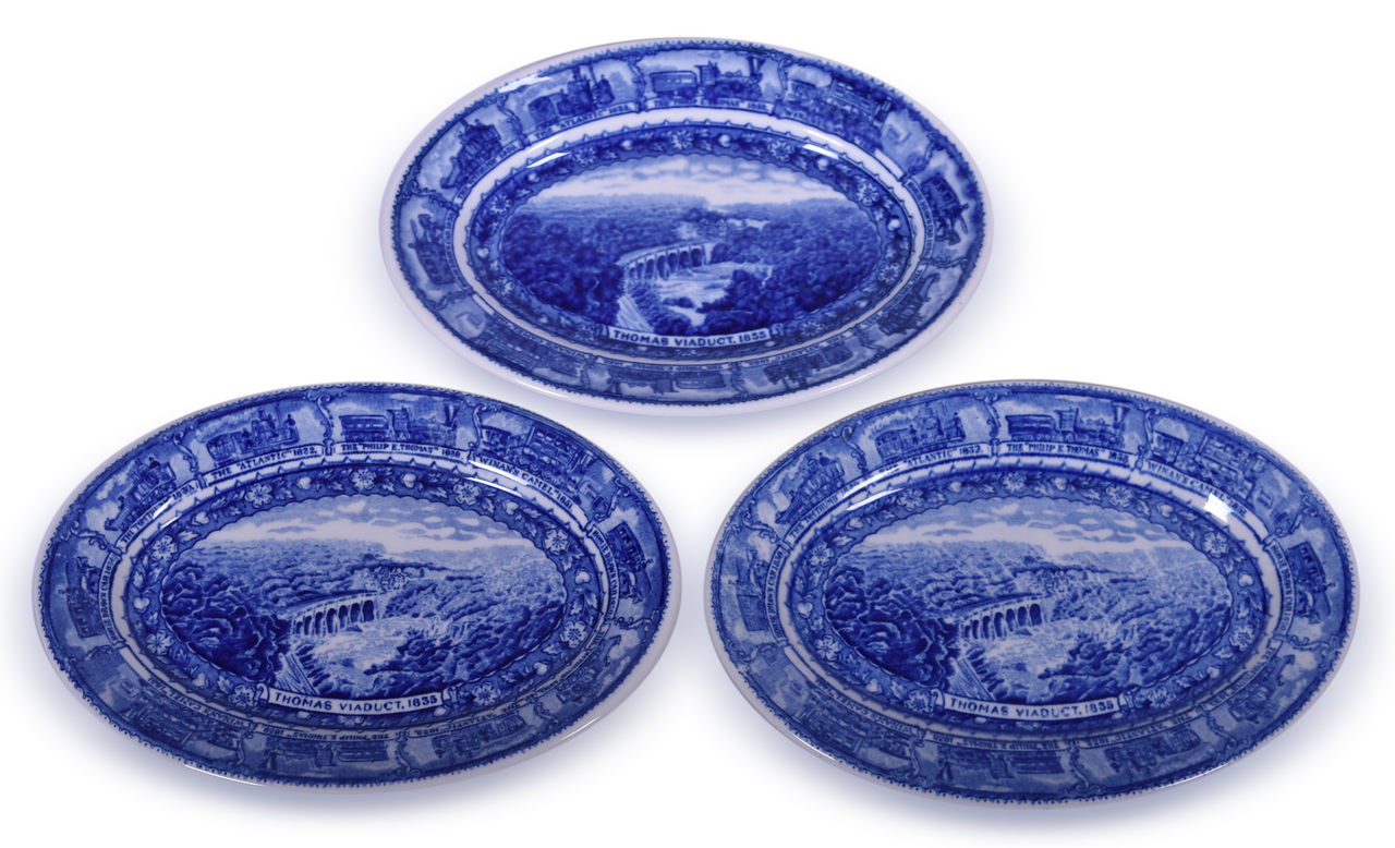 4157 - Three Baltimore & Ohio Railroad China Centenary Oval Platters 8 1/4