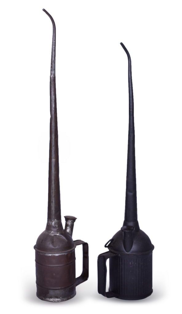 4160 - Pair of Tall Railroad Oiling Cans - Pennsylvania System and Baltimore and Ohio thumbnail